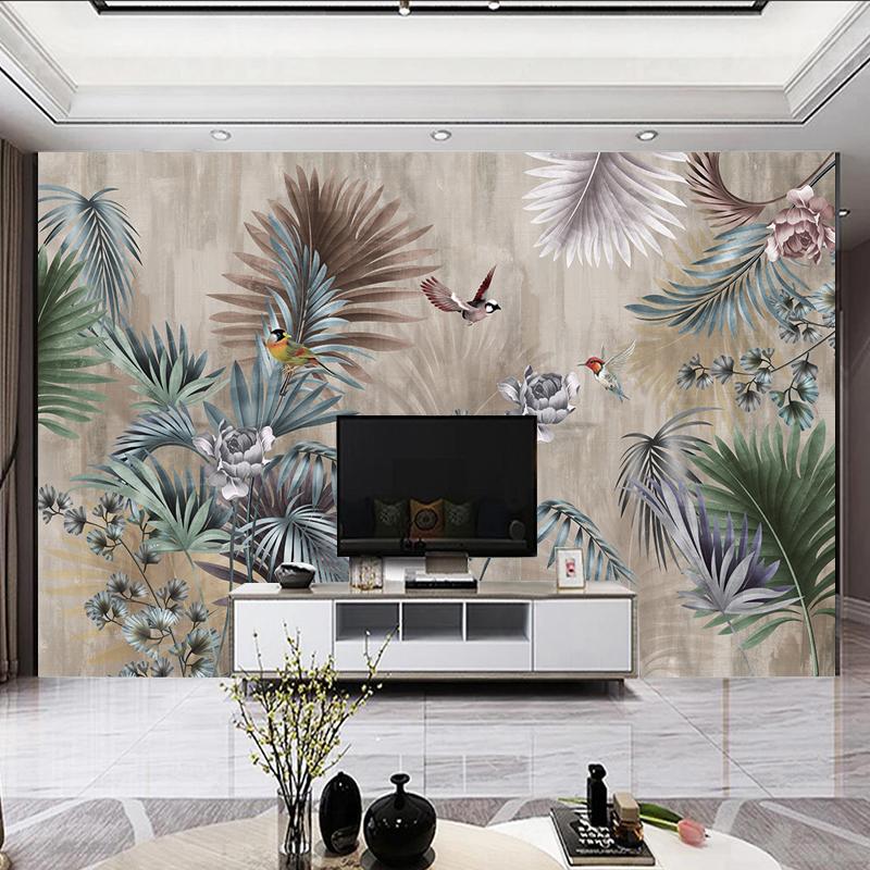 3D nástěnná tapeta Čínský styl Ručně malované květiny a ptáci Olejomalba Fresky Obývací pokoj Studovna Domácí dekorace Papel De Parede Sala