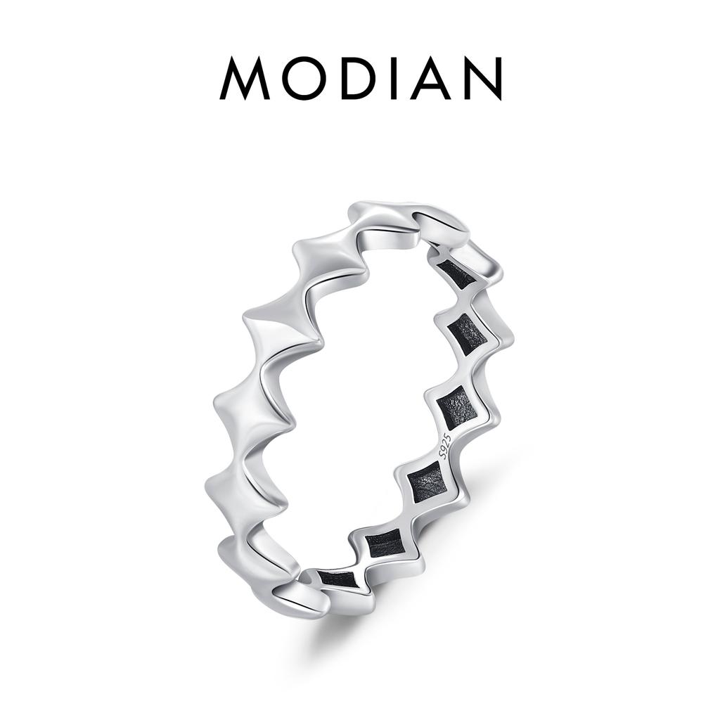 MODIAN 925 Silver Vintage Stars Eternity Stackable Finger Ring Retro Exquisite Bands Rings For Women Fine Jewelry
