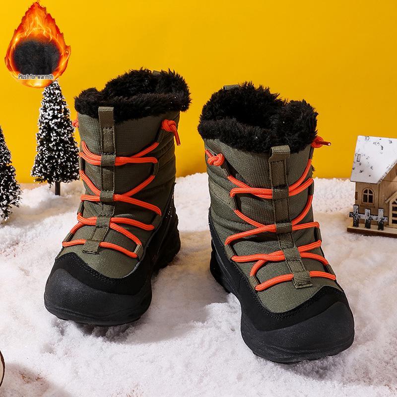 Zimowe buty śniegowce dla dzieci - Wyściełane aksamitem, Grube, Ciepłe, Antypoślizgowe dla Chłopców i Dziewczynek
