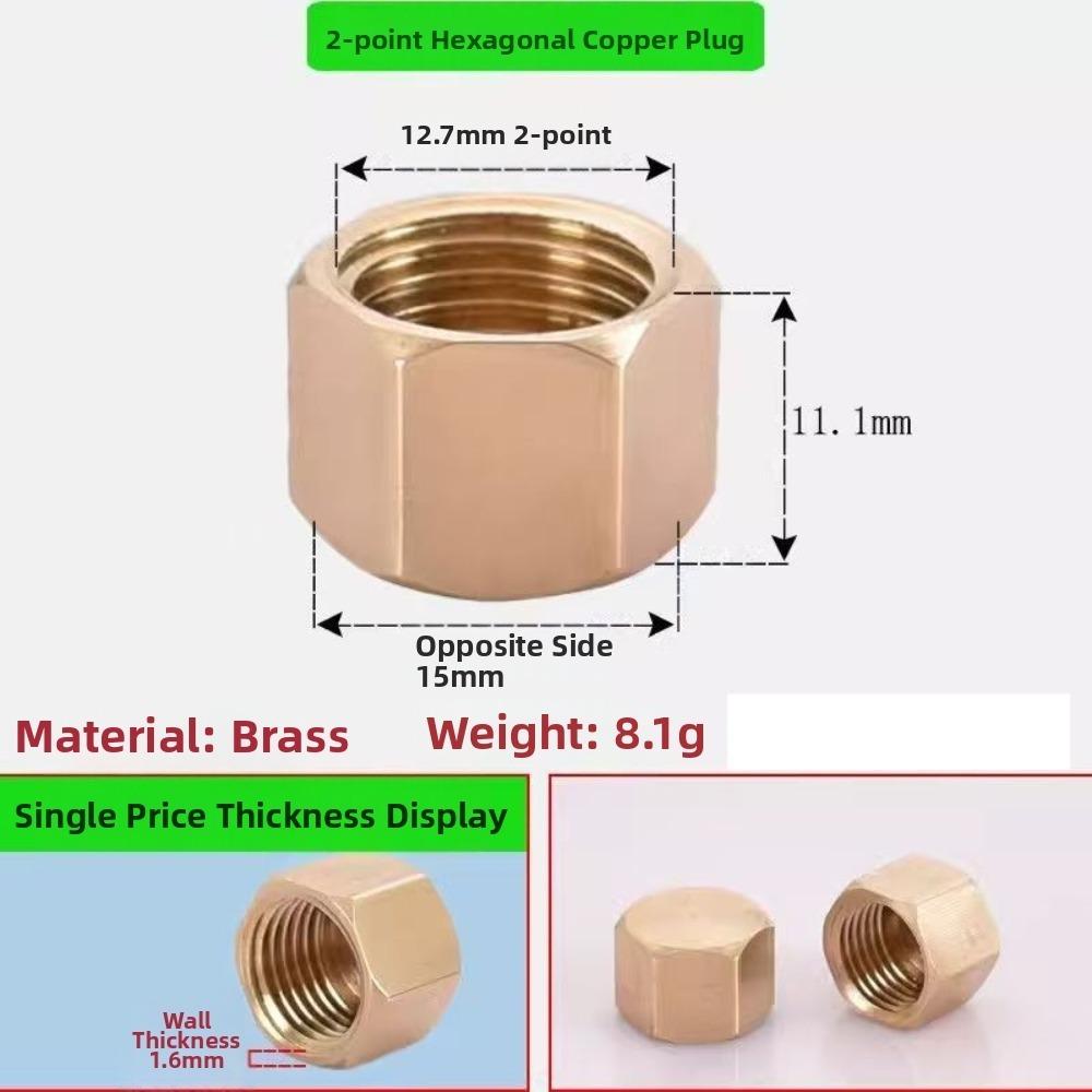 Brass Threaded Pipe Plug Threaded Hex Head Blind Stopper Pressure Resistant Corrosion Resistant Pipe Connector Plumbing Fitting