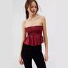 2026 Autumn European and American Fashion Women's Solid Color Ruched Bandeau Tank Top