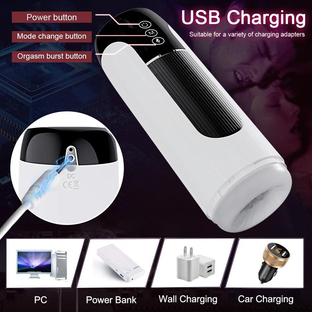 2024 New Automatic Telescopic Male Masturbator Thrusting Machine Vibration Blowjob Pussy Moaning Masturbation Cup Adult Men Sex Toys IPX7