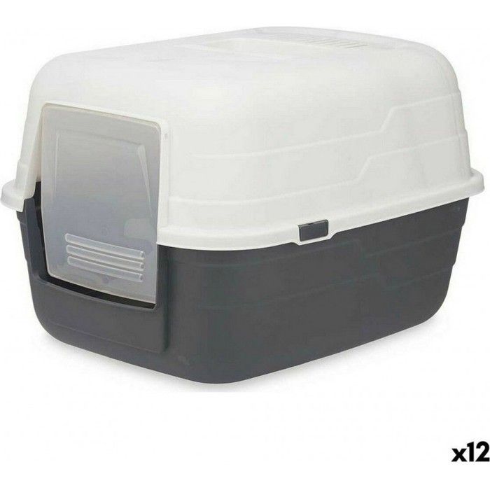 Bac À Litière - À X X - 48x32x38 Cm - Gris Anthracite - Pour Chats - 12 Unités