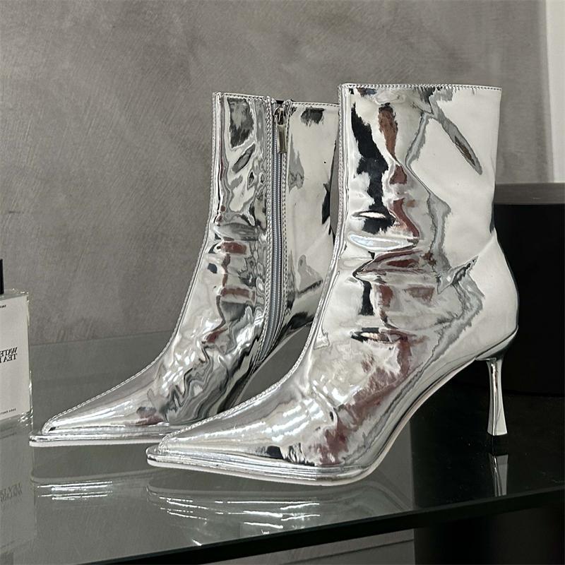 Eilyken Fashion Soft Leather Low Heel Zippers Women Ankle Boots Pointed Toe Spring Autumn Outdoor Short Ladies Shoes