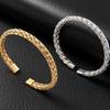 Bracciale Bangle Aperto Versatile a Forma di C in Acciaio Inossidabile e Oro 18K per Uomini e Donne