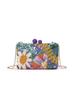 Contrast color flash flower sequin bead box clutch bag women's banquet satin dinner bag
