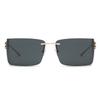 New narrow box metal sunglasses, European and American trendy cool personality thin leg sunglasses ins style fashion sunshades