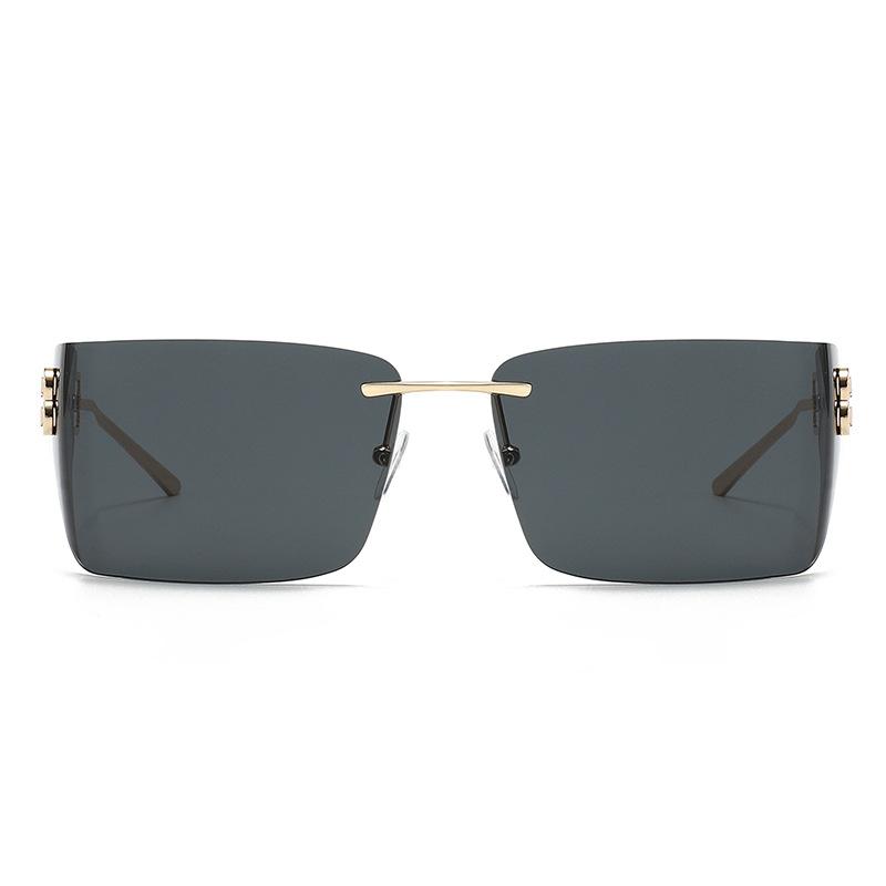 New narrow box metal sunglasses, European and American trendy cool personality thin leg sunglasses ins style fashion sunshades