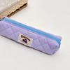 Floral Pattern Quilted Pencil Bags Bow Design Pen Cases Kawaii Pencil Pouches  School Use