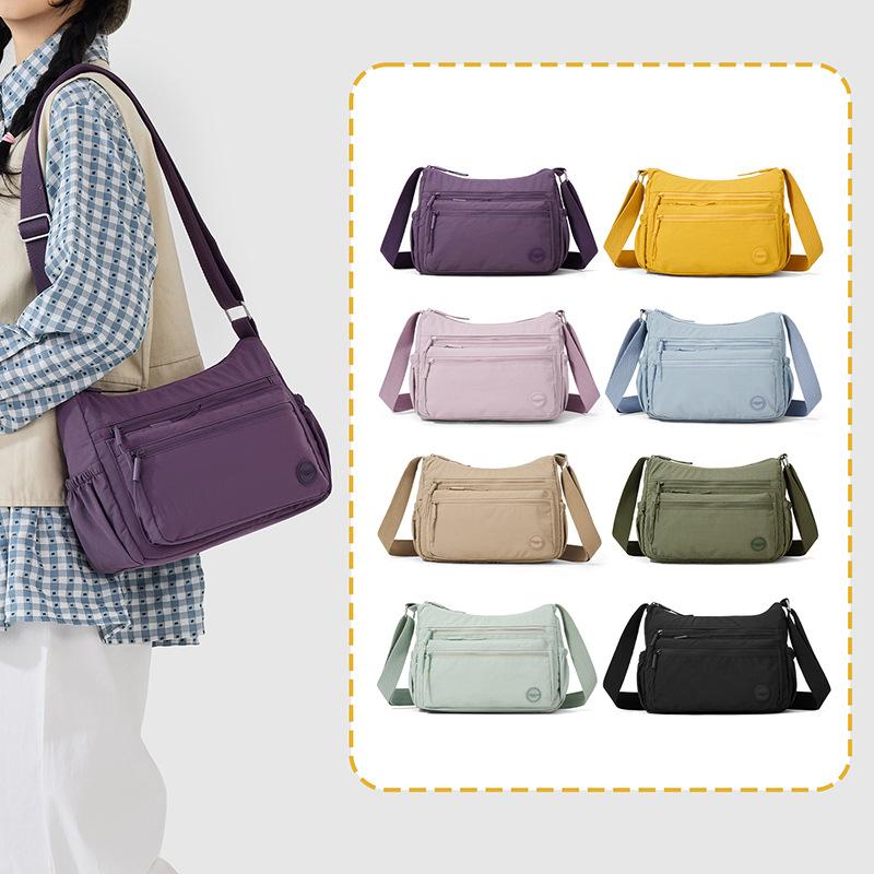 Damska torba na ramię/crossbody, mała kwadratowa, dużej pojemności, z wieloma kieszeniami, w jednolitym kolorze