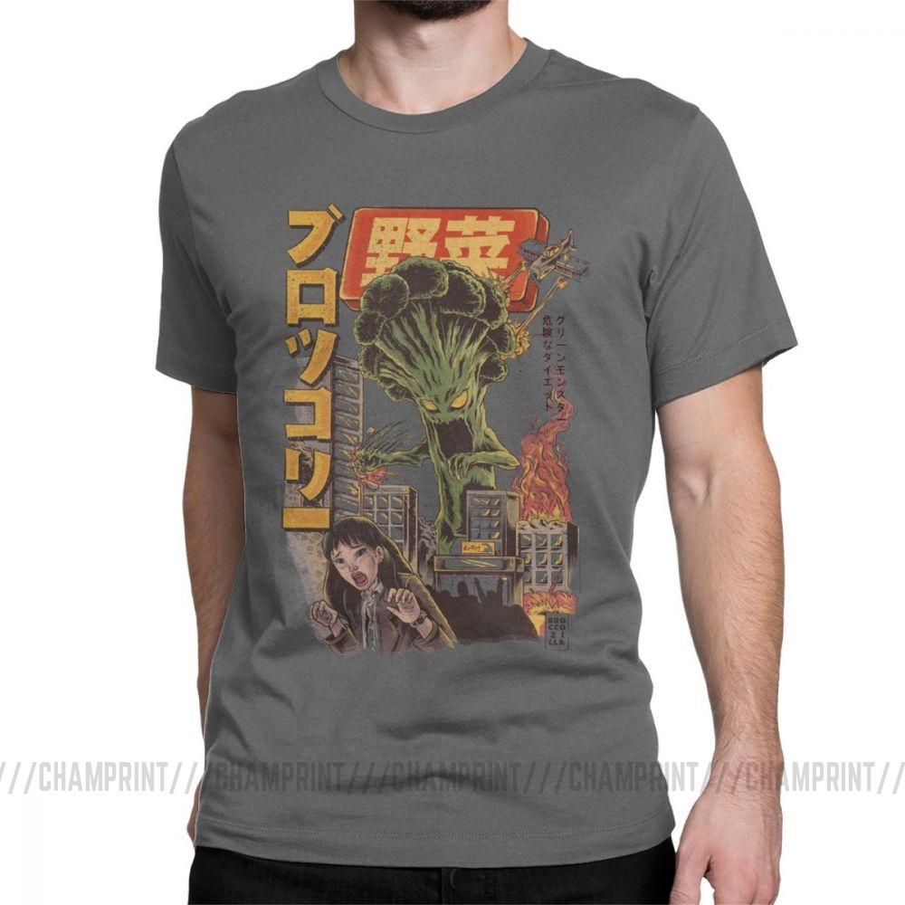 Giant Mushrooms Monster Clothes Demon Broccozilla T Shirts For Men Broccoli Funny Japanese Anime T