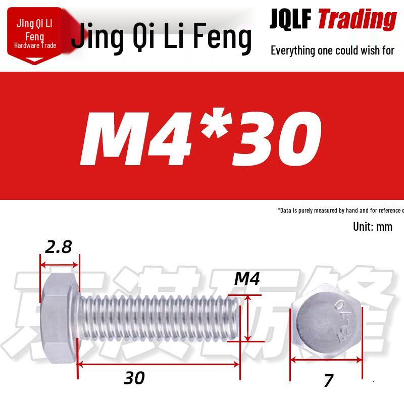 201 Stainless Steel Hex Head Full Thread Bolt: Wear & Corrosion Resistant, M4-M14 for Aerospace Machinery