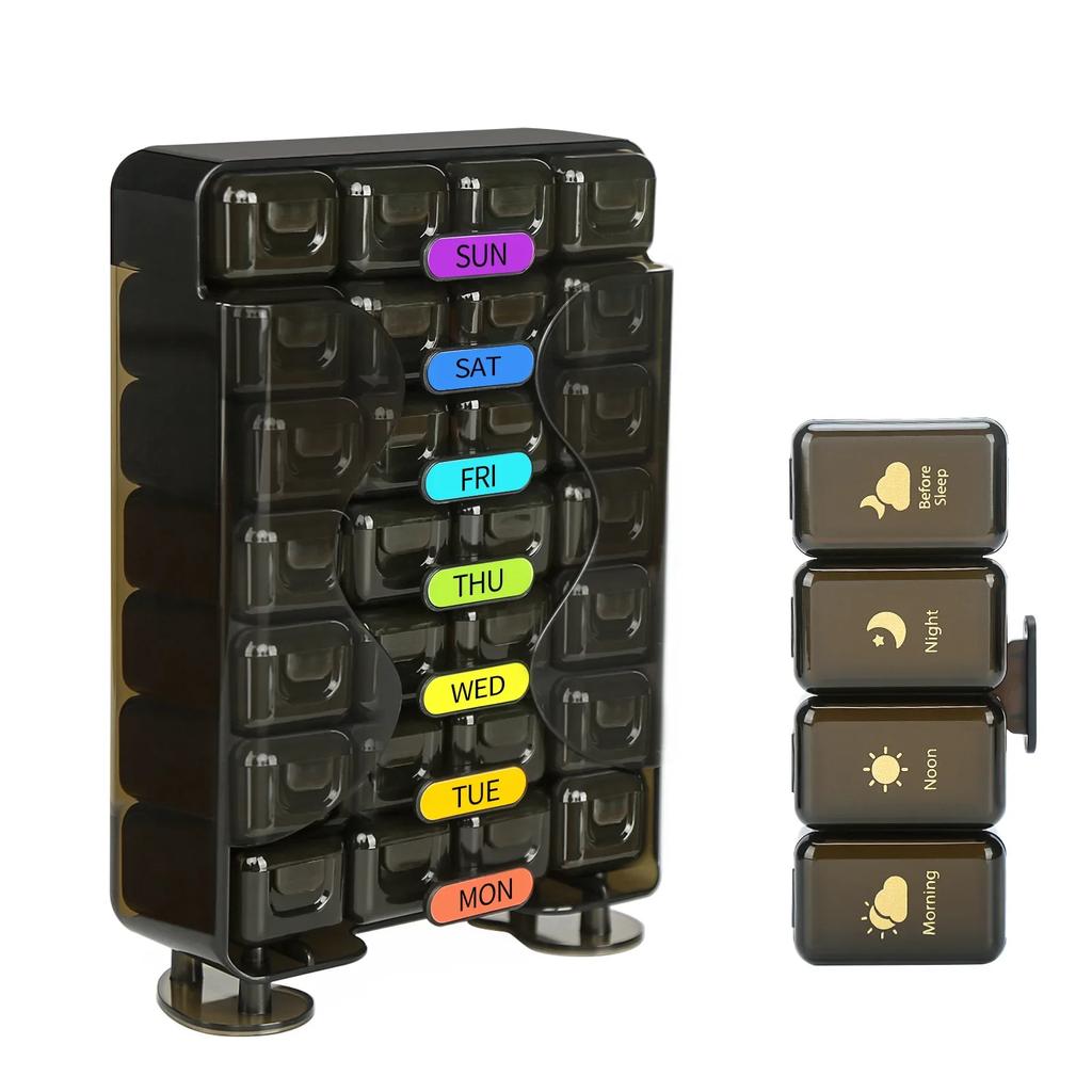 Seven Days a Week Early, Mid and Late To Remind 28 Large Capacity Pills Dispensed Mini Carry the Elderly Medicine Box