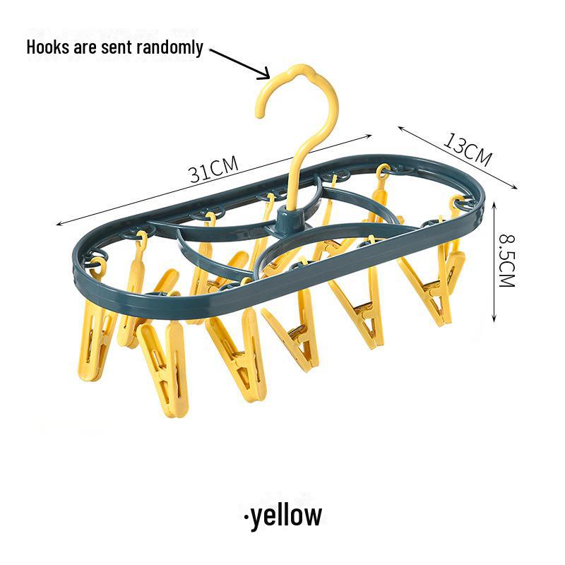 Winddichter Multifunktionaler Trockenständer mit 12 Klammern für Unterwäsche, Kleidung und Socken