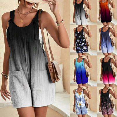 Women's Summer Jumpsuit Shorts, Striped Printed Fashionable Casual Jumpsuit