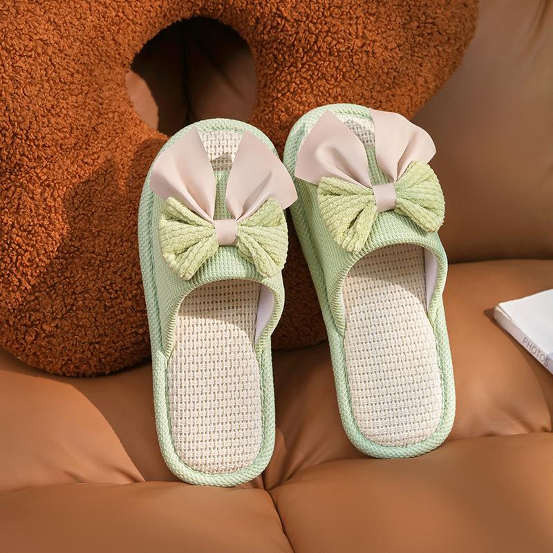 Linen slippers deodorant and non-slip indoor cotton and linen cool slippers women's summer breathable home leisure sandals free shipping