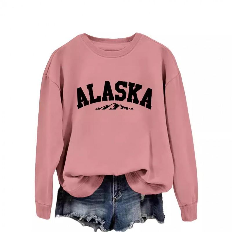 Womens Oversized Crewneck Long Sleeve Sweatshirt Casual Streetwear Printed Cotton Hoodie-Free Size S-XXL
