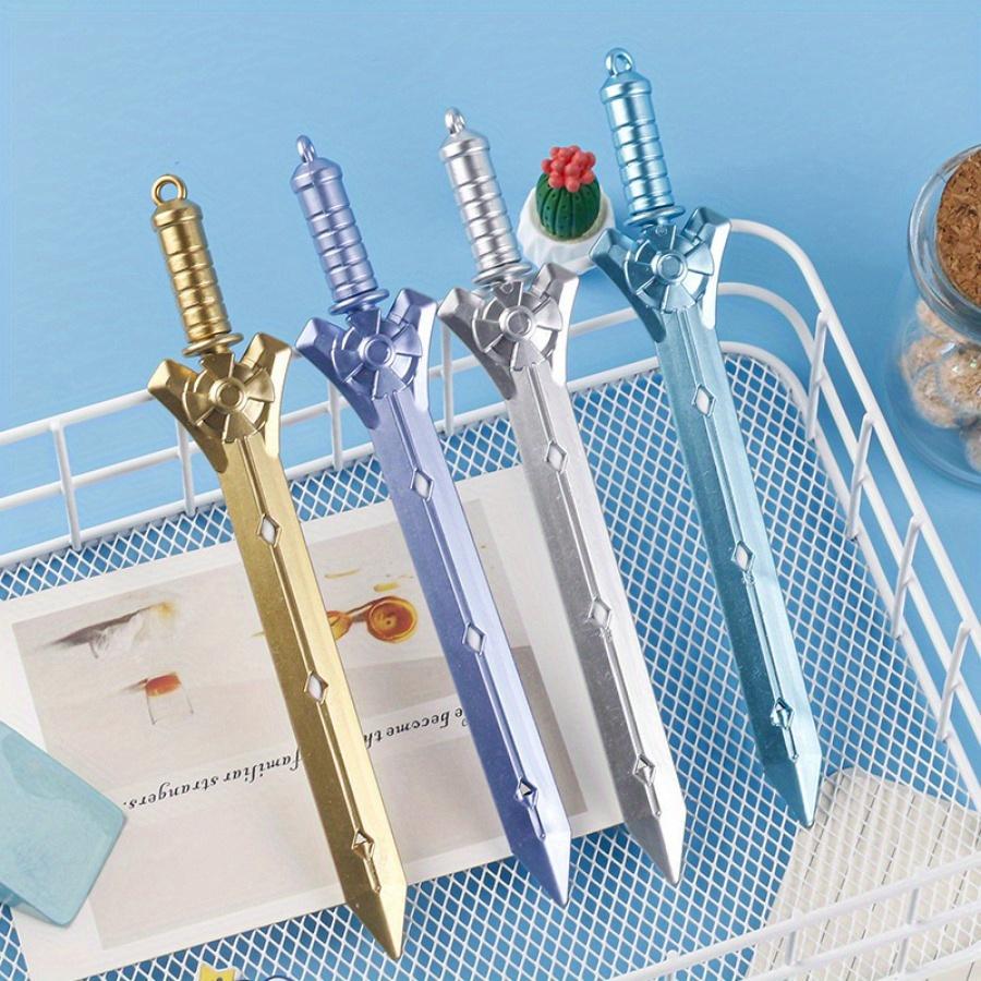 Back To School Season 10pcs 0.38mm Creative Sword Shape Neutral Pen, Student Prizes Black Signature Pen Stationery,Smooth Writing Office Supplies.