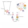 Vacation Style Colorful Starfish Zircon Shell Pendant Zircon Sets Fresh Fashion Necklace Earrings Bracelet Set for Women