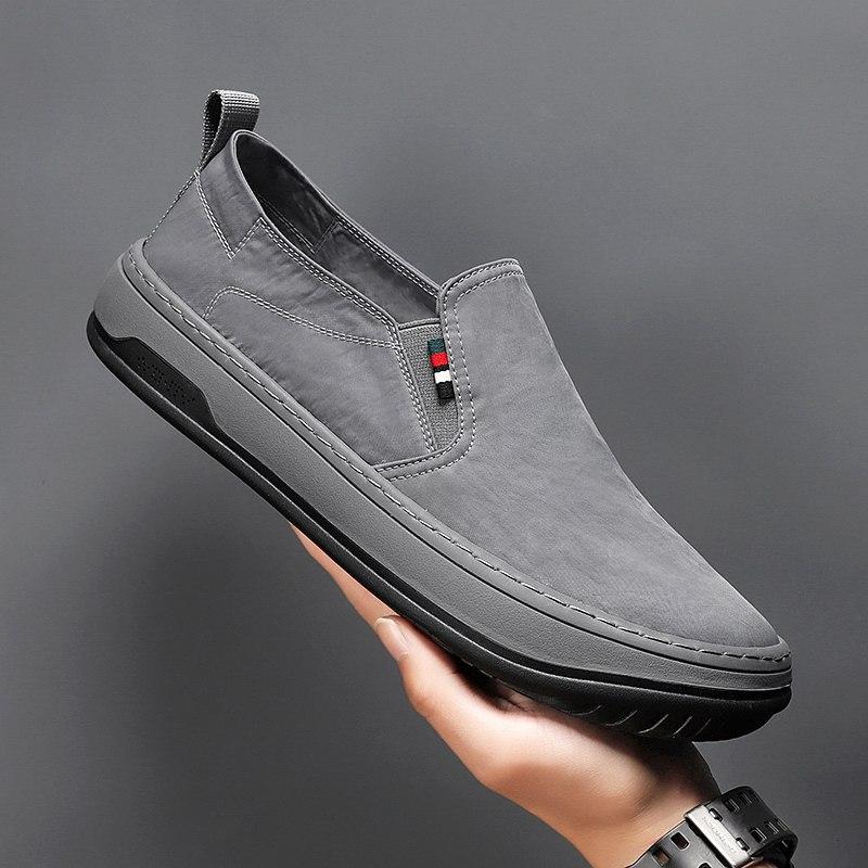 

Canvas shoes men s summer lazy one-pedal board shoes ice silk old Beijing cloth shoes light driving without shoelaces trendy shoes 39 серый