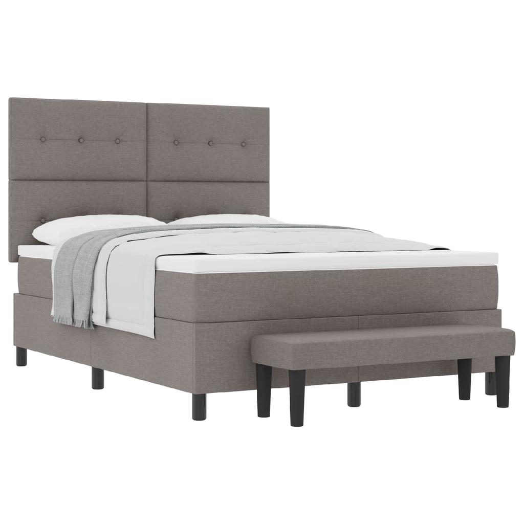 Upholstered Box Spring Bed with Adjustable Headboard Taupe 140 x 190 cm
