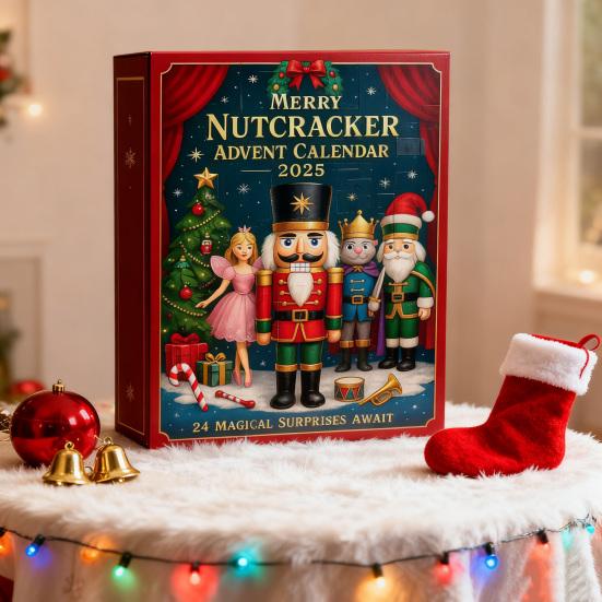 Merry Nutcracker Advent Calendar 2025 24 Days Acrylic Ornament with Surprise Miniatures Christmas Countdown Decor for Tree And Holiday Display