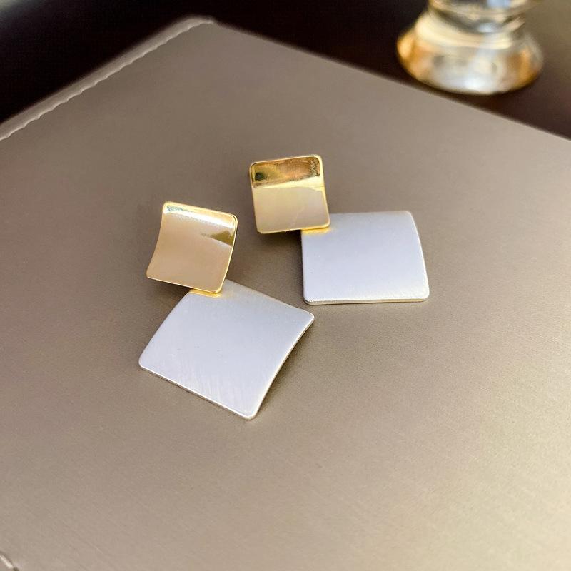 Chic Exaggerate Simple Big Square Drop Earrings For Women Trendy Metal Charm Punk Earrings 2023 Statement Party Ear Jewelry Gifts
