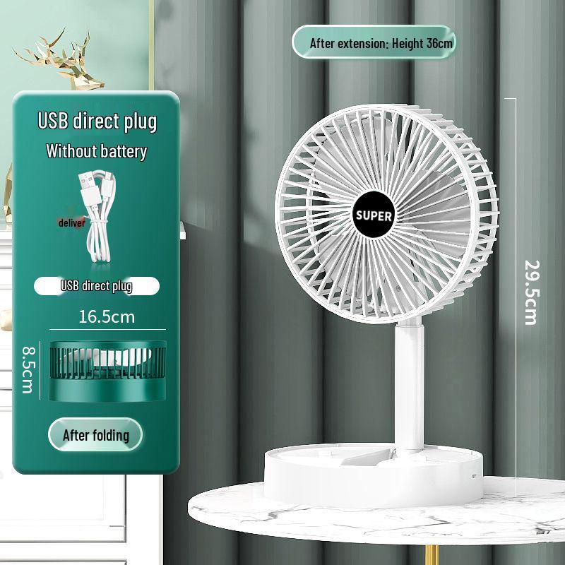 USB Rechargeable Silent Desktop Fan - Compact & Powerful for Dorms or Offices Mint Green