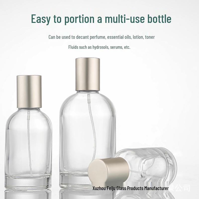 30ml Refillable Round Glass Perfume Spray Bottle with Thick Bottom - Portable Aromatherapy Sample Bottle