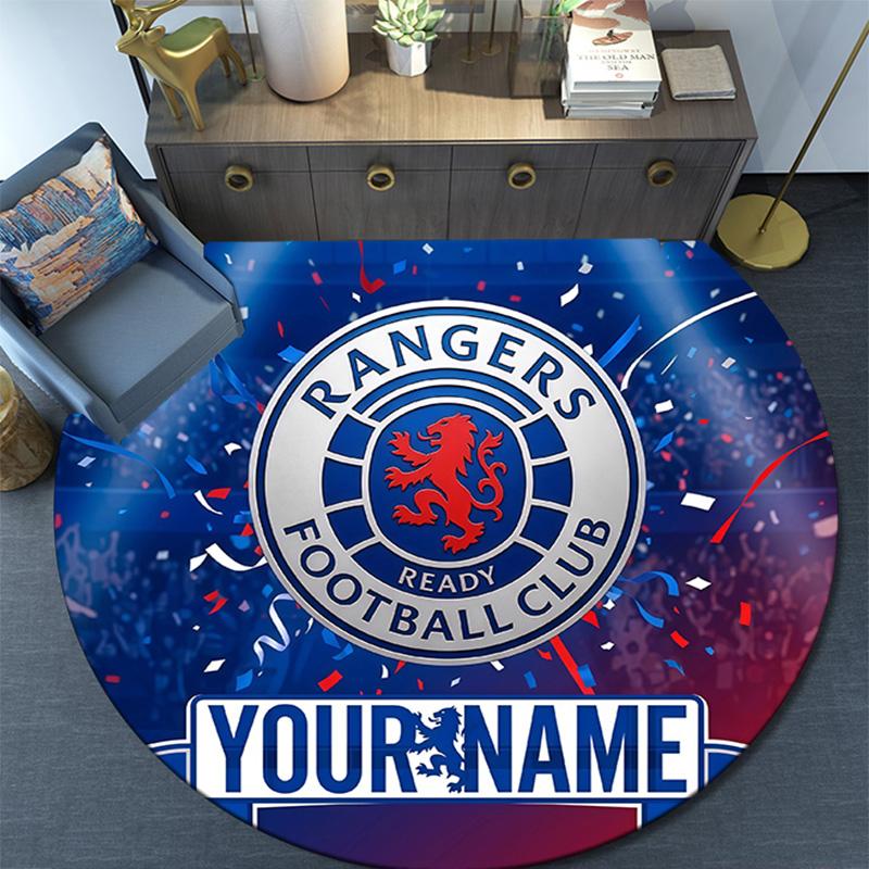 Custom Name Rangers FC Round Area Rug,Carpet Rug for Living Room Bedroom Sofa Playroom Decor,Non-slip Floor Mat
