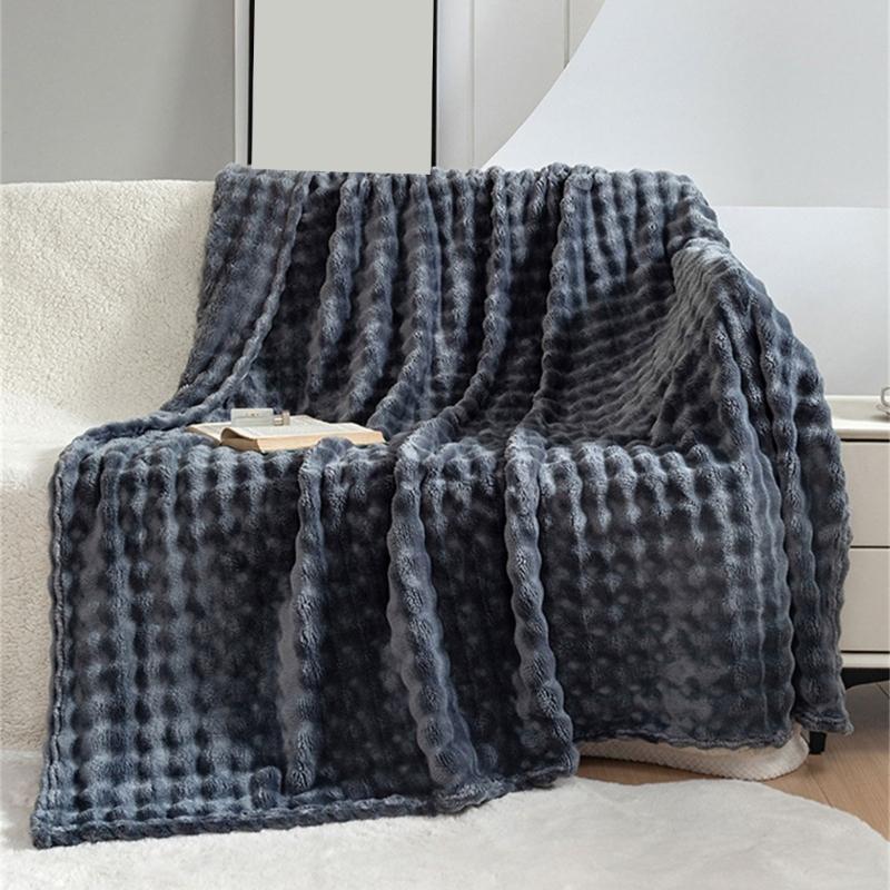 Luxury Fuzzy Plushes Blanket with Fluffys Rabbit Texture, Warm Throw Blanket for Home Decoration 100x150cm