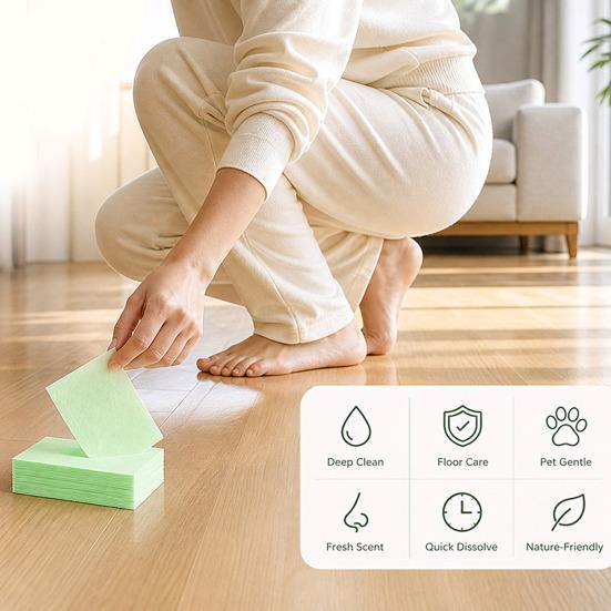 100/200/300Pcs Cleaning Tablets, PH Neutral Floor Cleaning Sheets, Non-Irritating Multi-Surface Cleaner with Brightening Care