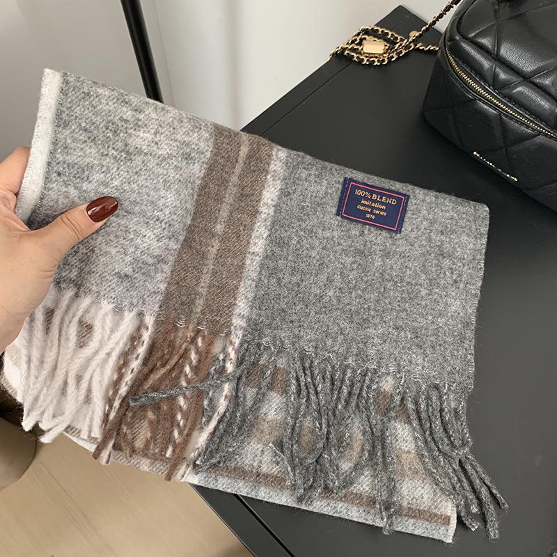 Luxury Plaid Scarf Winter Warm Cashmere Women Long Pashmina Foulard Female Scarves Lady Tassel Shawl Wraps  Design New