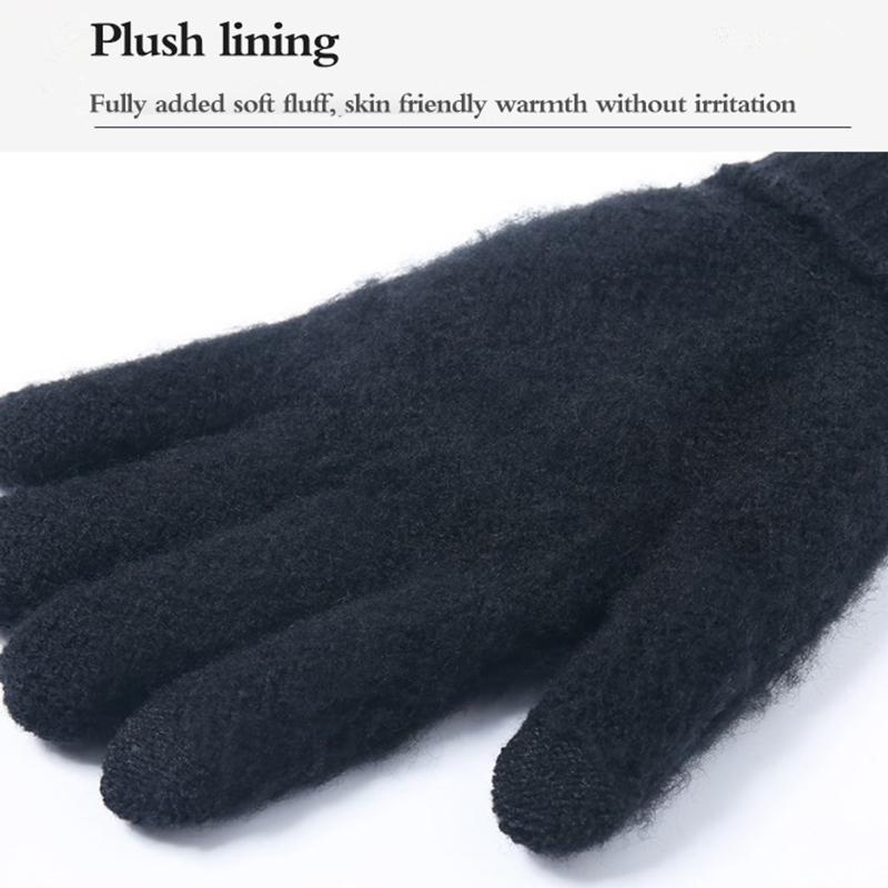 Thick Knitted Men Winter Gloves Imitation Cashmere Two Layer Touch Screen Adult Gloves Male Outdoor Mitten Thicken Gloves
