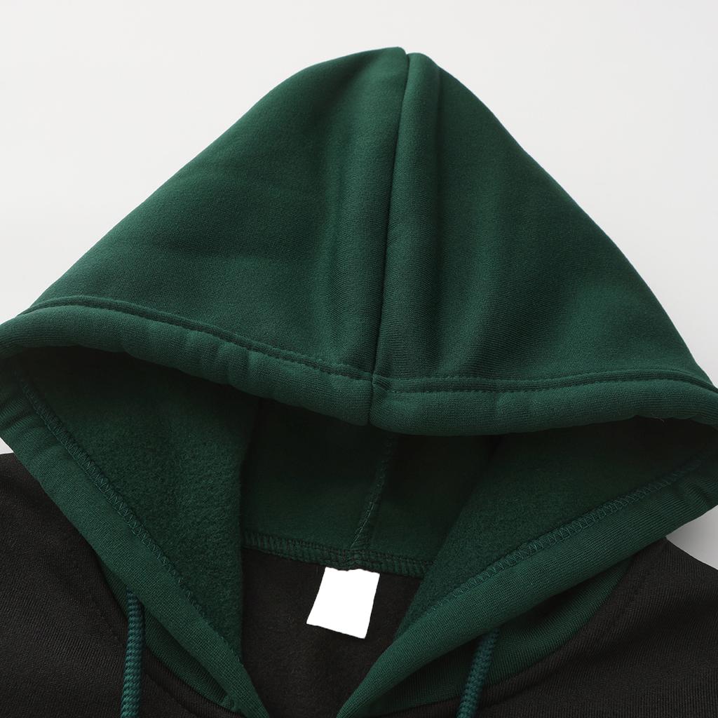 Men Zip Up Long Sleeve Pullover Casual Color Block Hooded Sweatshirt Drawstring Sport Winter Jacket With Pocket