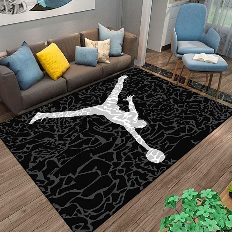 Dynamische Sportler-Silhouette Teppich geeignet als rutschfeste Matte für das Wohnzimmer oder Schlafzimmer Sofa