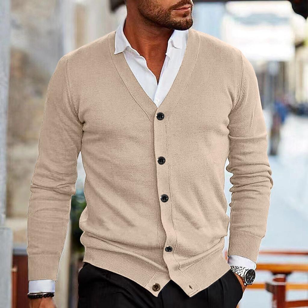 Herren Casual V-Ausschnitt Strickjacke mit figurbetonter Passform