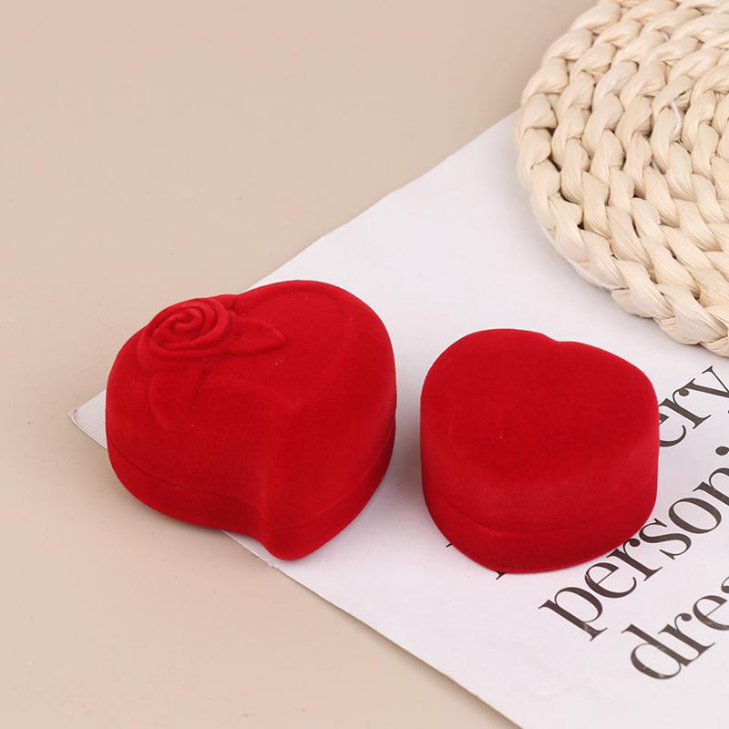 Velvet Heart-Shaped Necklace Pendant Packaging Box Valentine'S Day Engagement Proposal Wedding Ring Box Gift Box Jewelry Case