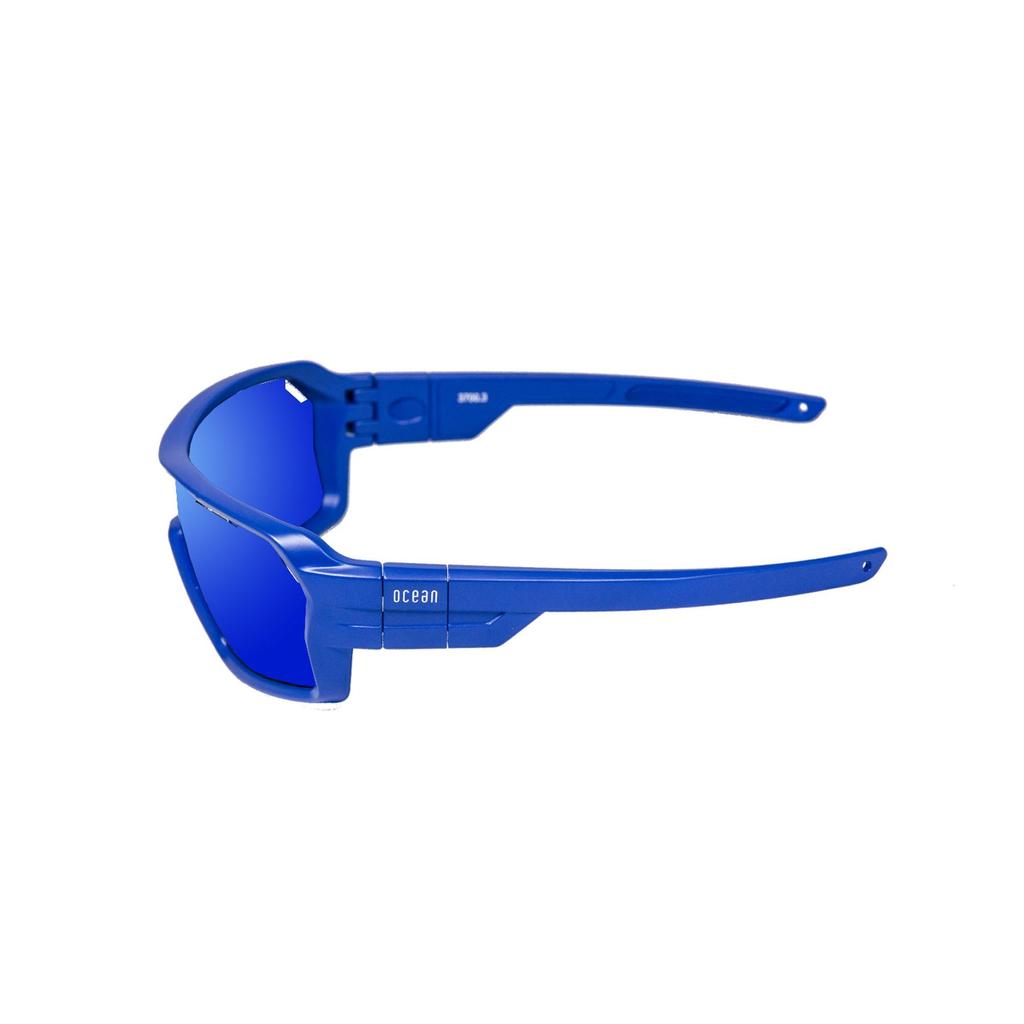 OCEAN CHAMELEON Floating UV Recycled Interchangeable Frame Matte Blue Blue REVO Sunglasses, Protection, Materials, & Strap, (Polarized Lenses),