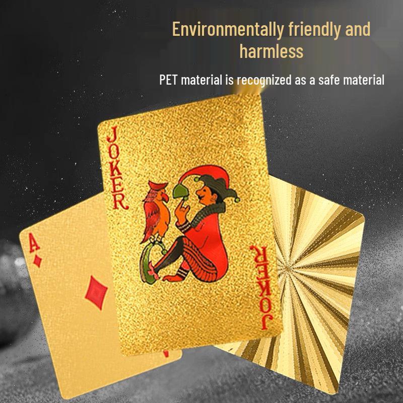 Gyllene Poker PVC Svart Rutnät Guldfolie Spelkort: Vattentät, Skrynkbeständig, Slitstark.