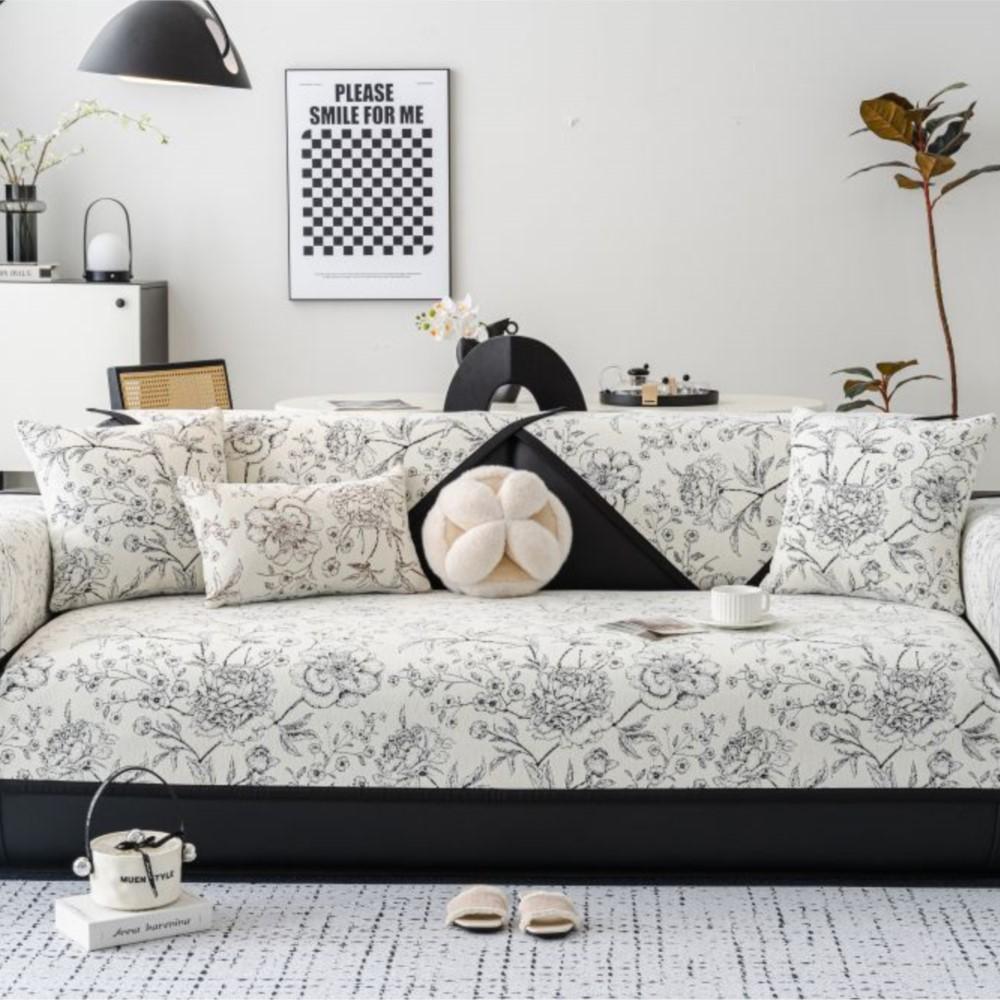 Plum Blossom Sofa Covers Living Room Anti-slip Couch Furniture Protection Cover Universal Chenille Peony Sofa Slipcover