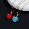 Bling Colorful Rhinestone Love Heart Pendant Necklace Fashion Hip Hop Stainless Steel Chain Jewelry Gifts for Women Teen Girls