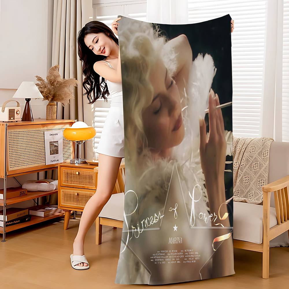 Marina And The Diamonds Music Album Anime Beach Swimming Towel Soft Absorbent Washcloth Children s Gifts For Kids Travel W40*H60(CM)