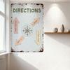 Vintage Directional Metal Sign with Compass Rose & Rusty Edges - Retro Decorative Navigation Sign for Home/Bar/Cafe Wall Decorat