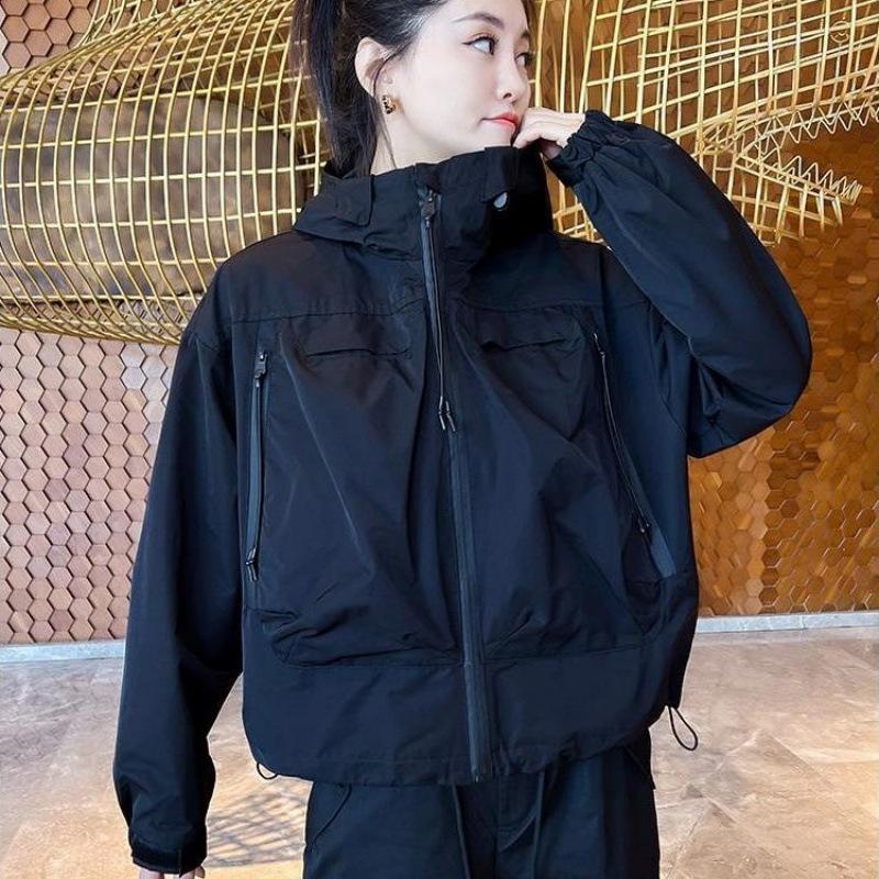 Spring and Autumn Womens Hooded Jacket Jacket Trench Coat Jacket