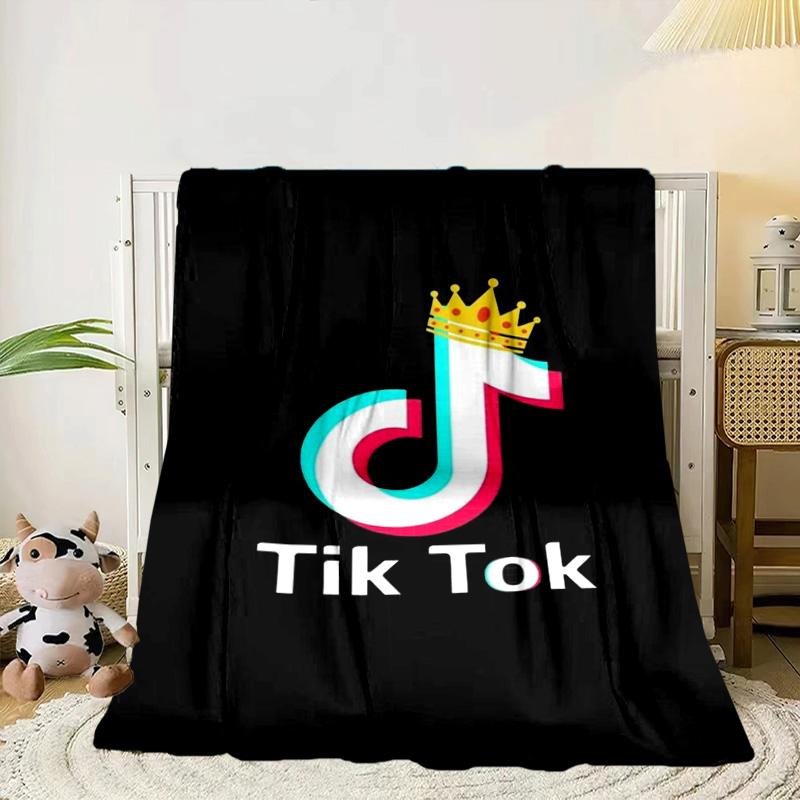 Neon Tiktok Logo Art Portable Blanket/Soft Blanket Bedding Blanket Suitable for Travel Camping Living Rooms Offices Sofas Fan Gifts