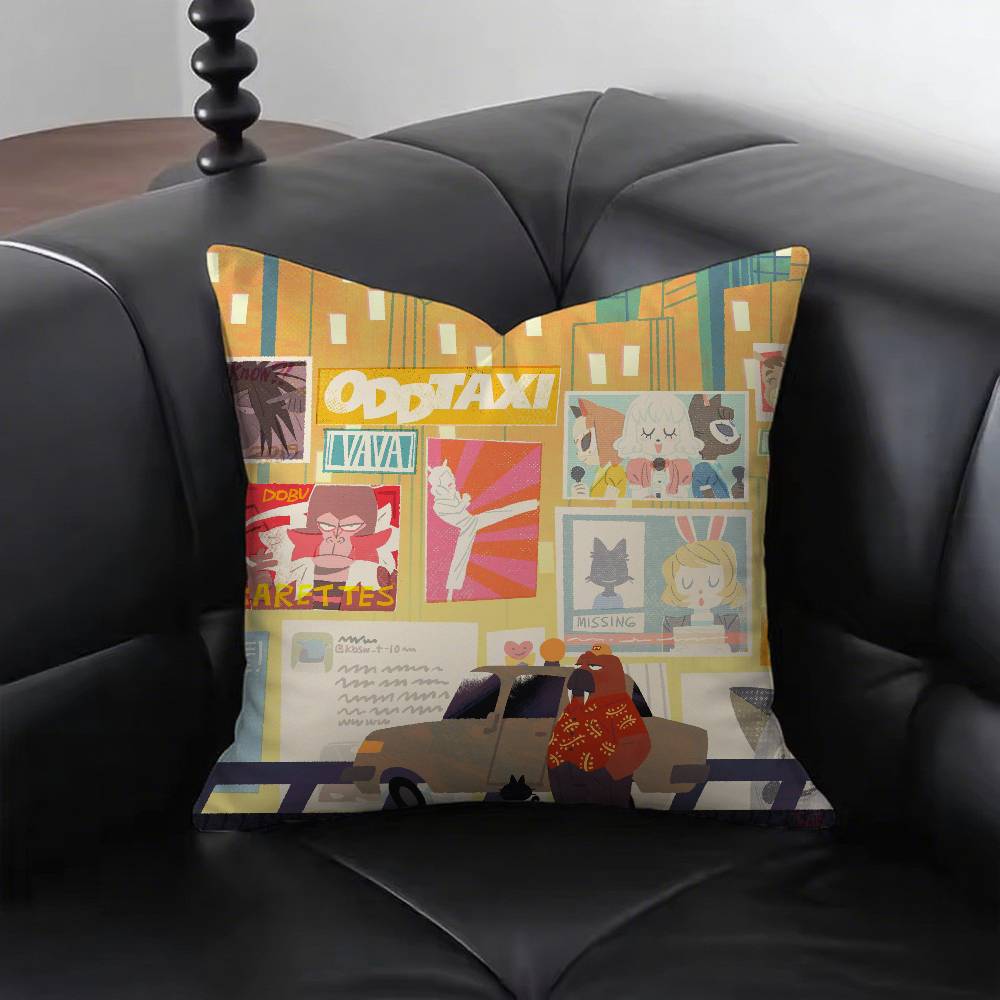 Mystery Animated Movie O-Odd Taxi Pillow Case Sofa Cushion Cover Room Home Decoration