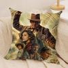 Movie IIndiana JJones Cushion Cover Silky Short Plush Invisible Zipper Dustproof Sofa Pillow Case for Home Decor