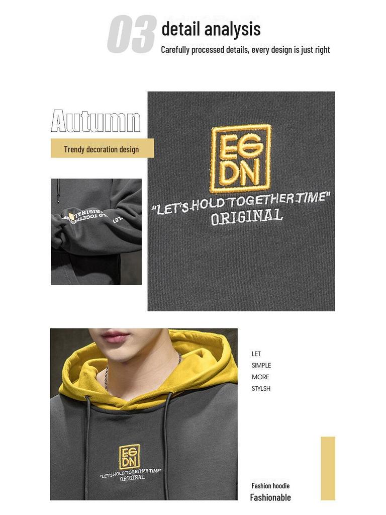 Men's Korean Style Hooded Sweatshirt: 2022 Hong Kong Autumn Sports Casual Loose Fit