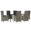 VidaXL Garden Dining Furniture and Cushions 7 Pcs Black and Grey Rattan 3185203